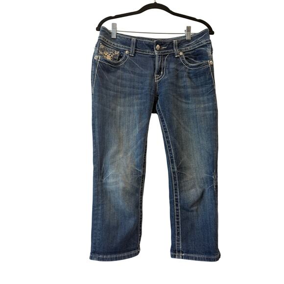Miss Me Pants - Miss Me Blue Denim Jeans Size 28 Capri Pants Cotton Blend Bling Pockets